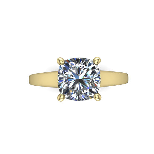 Agnes Cushion Shape Hidden Halo Engagement Ring in 18K Yellow Gold
