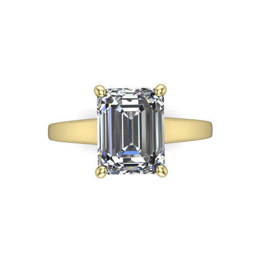 Agnes Emerald Shape Hidden Halo Engagement Ring in 14K Yellow Gold