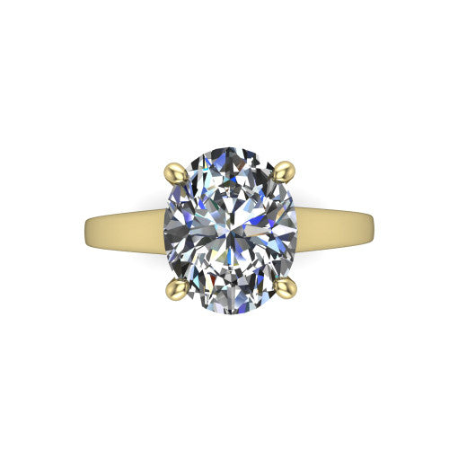 Agnes Oval Shape Hidden Halo Engagement Ring in 18K Yellow Gold