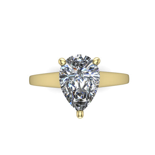 Agnes Pear Shape Hidden Halo Engagement Ring in 14K Yellow Gold
