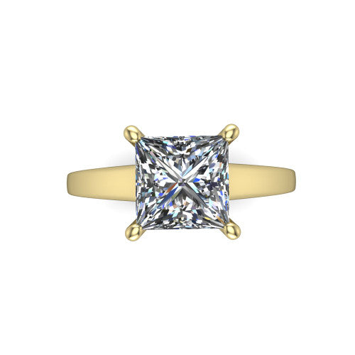 Agnes Princess Shape Hidden Halo Engagement Ring in 14K Yellow Gold