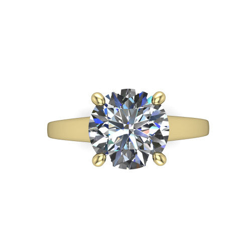 Agnes Round Shape Hidden Halo Engagement Ring in 18K Yellow Gold