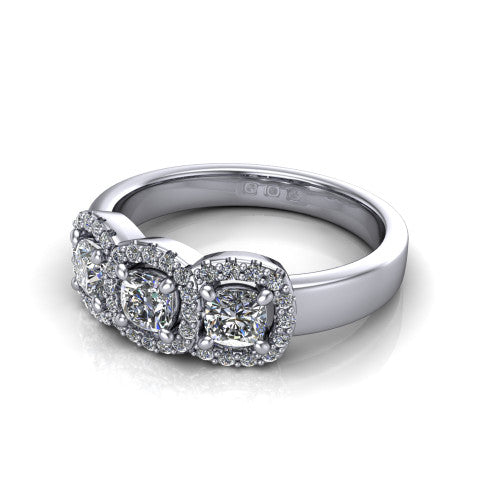 Lilliana Cushion Shape Halo Engagement Ring in Platinum