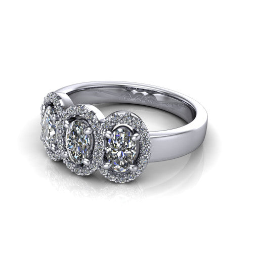Lilliana Oval Shape Halo Engagement Ring in Platinum