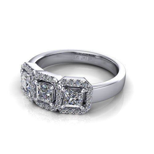 Lilliana Princess Shape Halo Engagement Ring in Platinum
