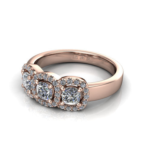 Lilliana Cushion Shape Halo Engagement Ring in 14K Rose Gold