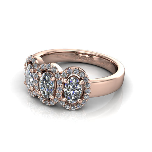 Lilliana Oval Shape Halo Engagement Ring in 14K Rose Gold