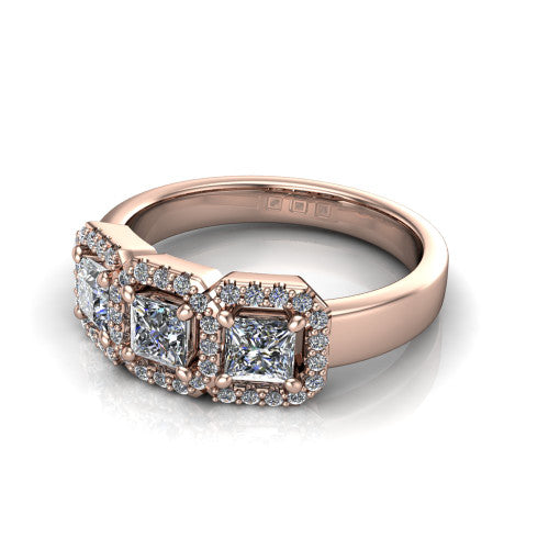 Lilliana Princess Shape Halo Engagement Ring in 14K Rose Gold