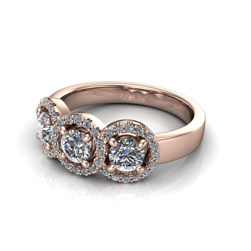 Lilliana Round Shape Halo Engagement Ring in 14K Rose Gold