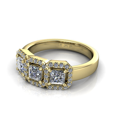Lilliana Princess Shape Halo Engagement Ring in 18K Yellow Gold