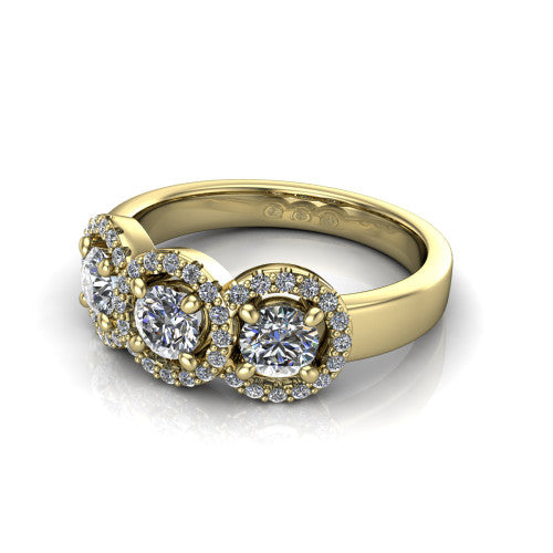 Lilliana Round Shape Halo Engagement Ring in 14K Yellow Gold