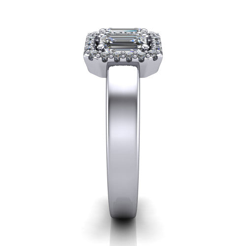 Lilliana Emerald Shape Halo Engagement Ring in Platinum
