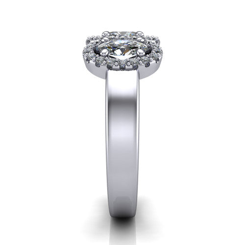Lilliana Oval Shape Halo Engagement Ring in 14K White Gold