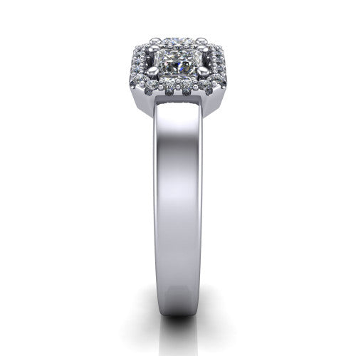 Lilliana Princess Shape Halo Engagement Ring in Platinum