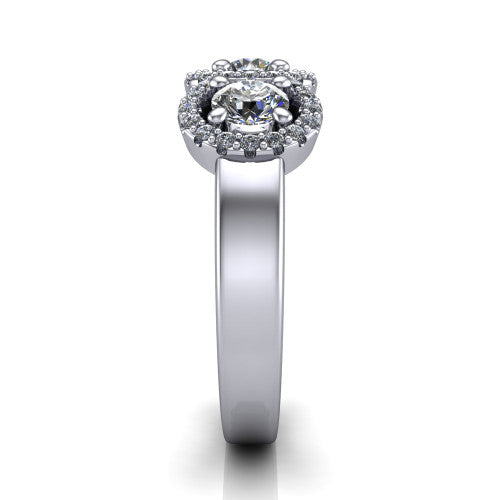 Lilliana Round Shape Halo Engagement Ring in 14K White Gold