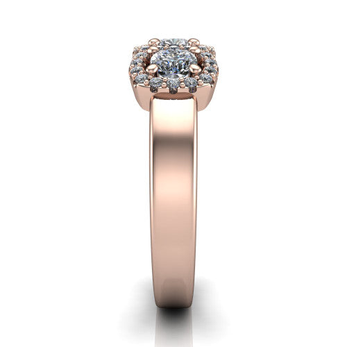 Lilliana Cushion Shape Halo Engagement Ring in 14K Rose Gold