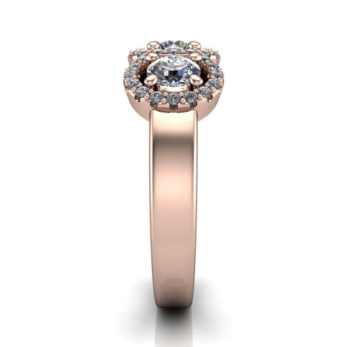 Lilliana Round Shape Halo Engagement Ring in 14K Rose Gold