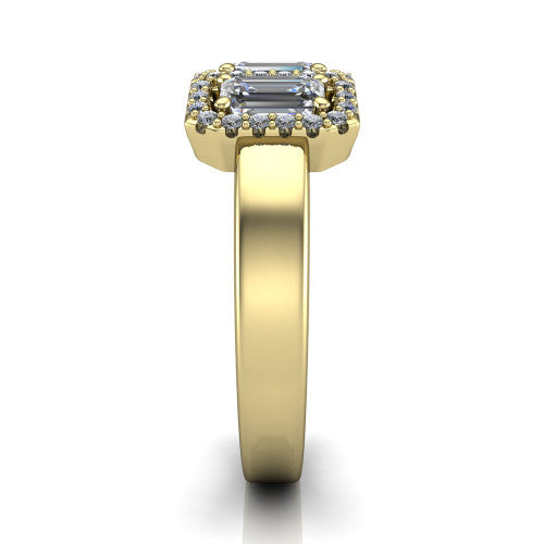 Lilliana Emerald Shape Halo Engagement Ring in 18K Yellow Gold