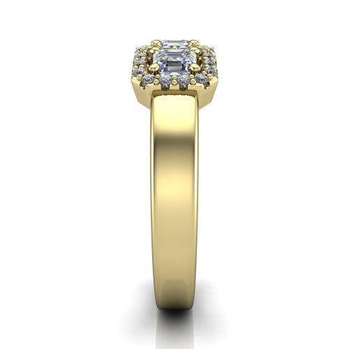 Lilliana Square Emerald Shape Halo Engagement Ring in 18K Yellow Gold