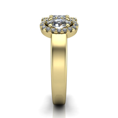 Lilliana Oval Shape Halo Engagement Ring in 18K Yellow Gold