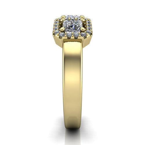 Lilliana Princess Shape Halo Engagement Ring in 14K Yellow Gold