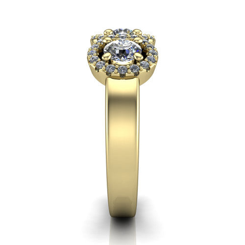 Lilliana Round Shape Halo Engagement Ring in 14K Yellow Gold