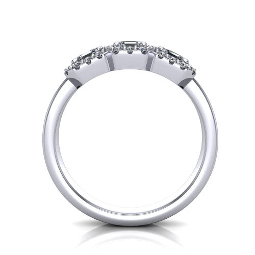 Lilliana Square Emerald Shape Halo Engagement Ring in Platinum