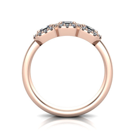 Lilliana Square Emerald Shape Halo Engagement Ring in 14K Rose Gold