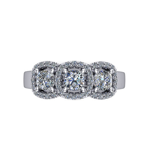 Lilliana Cushion Shape Halo Engagement Ring in 14K White Gold