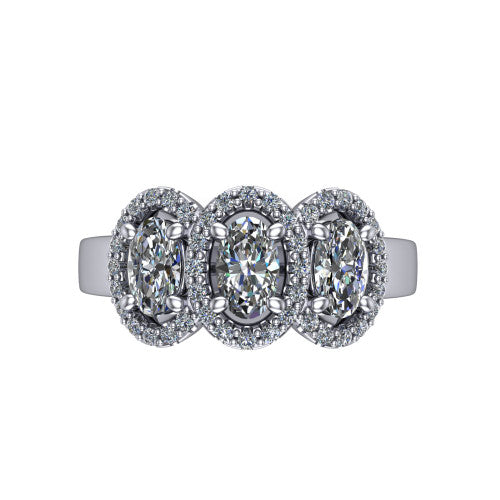 Lilliana Oval Shape Halo Engagement Ring in 14K White Gold