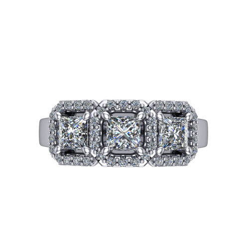 Lilliana Princess Shape Halo Engagement Ring in 14K White Gold