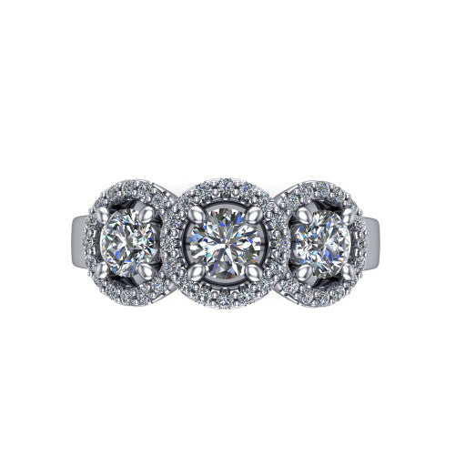 Lilliana Round Shape Halo Engagement Ring in 18K White Gold