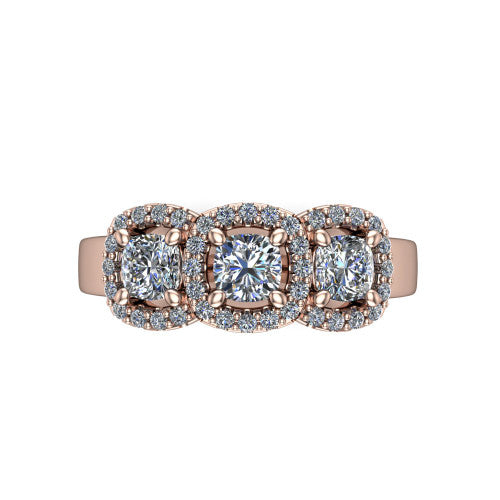 Lilliana Cushion Shape Halo Engagement Ring in 14K Rose Gold