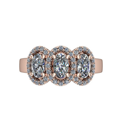 Lilliana Oval Shape Halo Engagement Ring in 14K Rose Gold