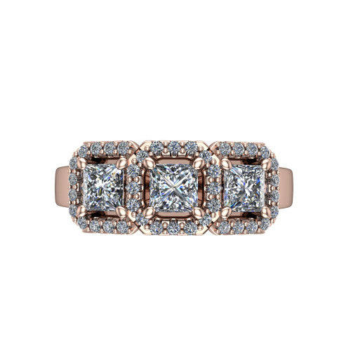 Lilliana Princess Shape Halo Engagement Ring in 14K Rose Gold