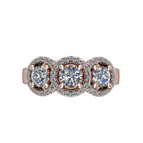Lilliana Round Shape Halo Engagement Ring in 14K Rose Gold