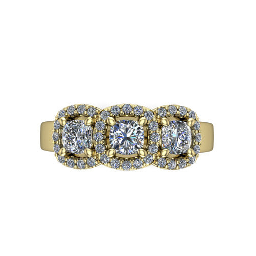 Lilliana Cushion Shape Halo Engagement Ring in 14K Yellow Gold
