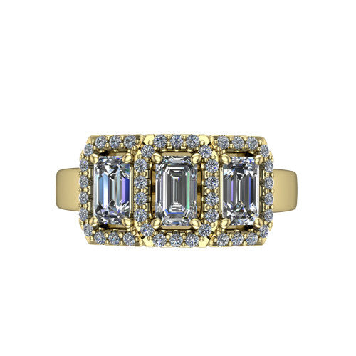 Lilliana Emerald Shape Halo Engagement Ring in 14K Yellow Gold