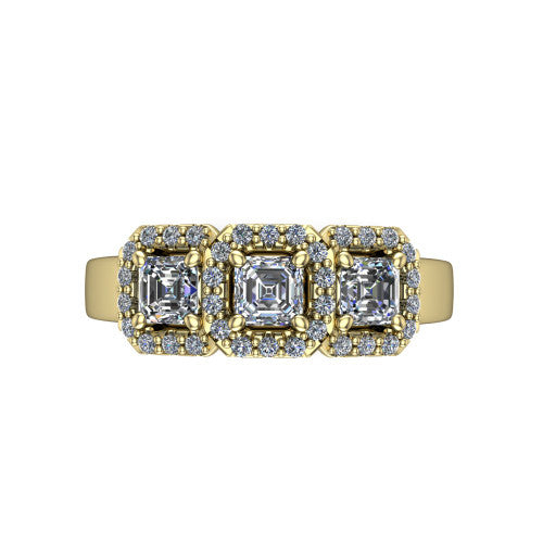 Lilliana Square Emerald Shape Halo Engagement Ring in 14K Yellow Gold