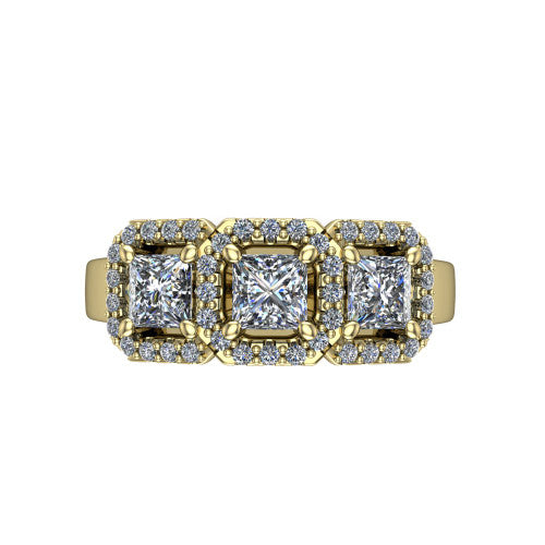 Lilliana Princess Shape Halo Engagement Ring in 18K Yellow Gold