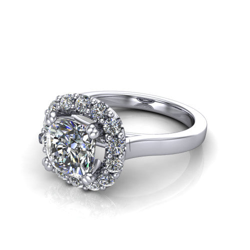 Raelyn Cushion Shape Halo Engagement Ring in Platinum