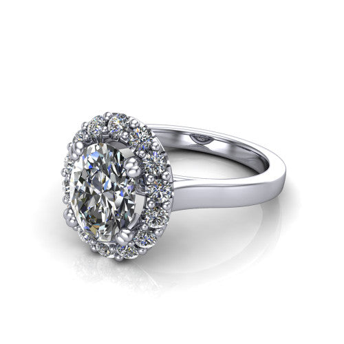 Raelyn Oval Shape Halo Engagement Ring in Platinum