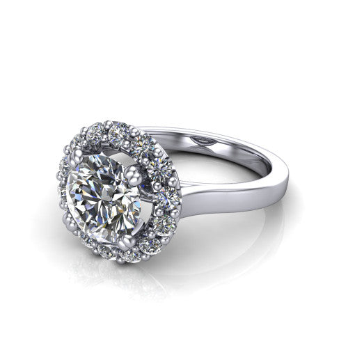 Raelyn Round Shape Halo Engagement Ring in Platinum