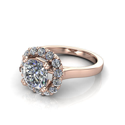 Raelyn Cushion Shape Halo Engagement Ring in 18K Rose Gold