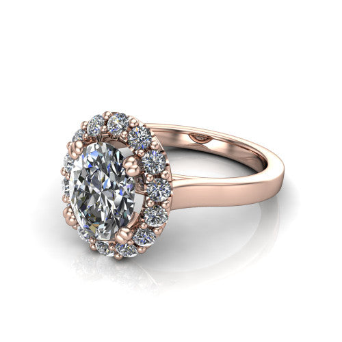 Raelyn Oval Shape Halo Engagement Ring in 14K Rose Gold