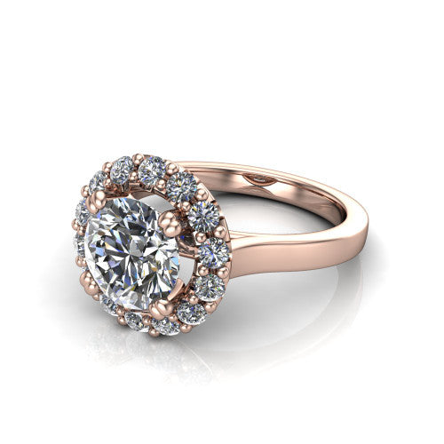 Raelyn Round Shape Halo Engagement Ring in 18K Rose Gold