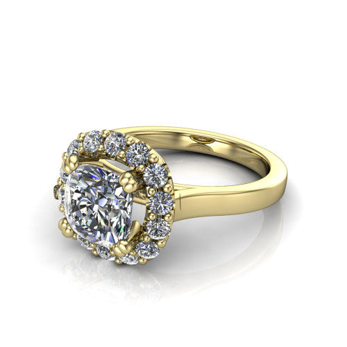 Raelyn Cushion Shape Halo Engagement Ring in 14K Yellow Gold