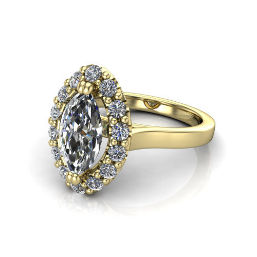 Raelyn Marquise Shape Halo Engagement Ring in 14K Yellow Gold