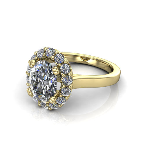 Raelyn Oval Shape Halo Engagement Ring in 14K Yellow Gold