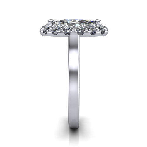 Raelyn Marquise Shape Halo Engagement Ring in 14K White Gold